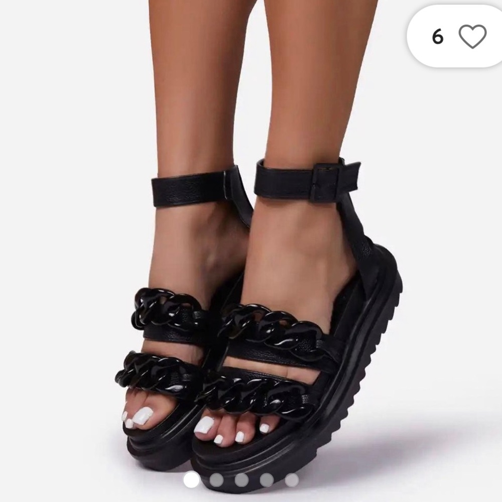 Chunky Chain Ankle Wrap Sandals